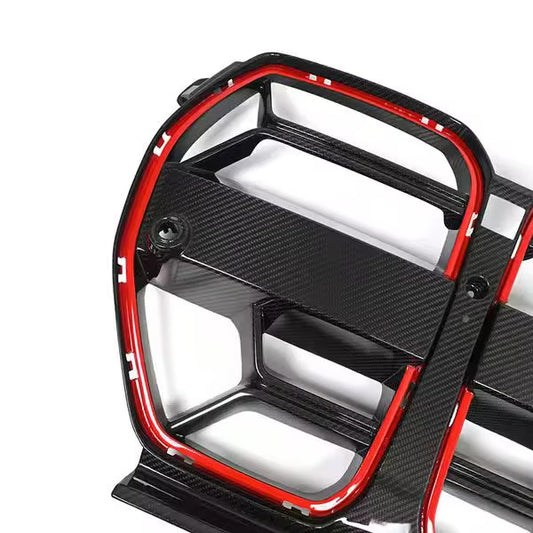 BMW M3/M4 G80/G82 CSL DRY CARBON FIBER GRILL (racing red edge)