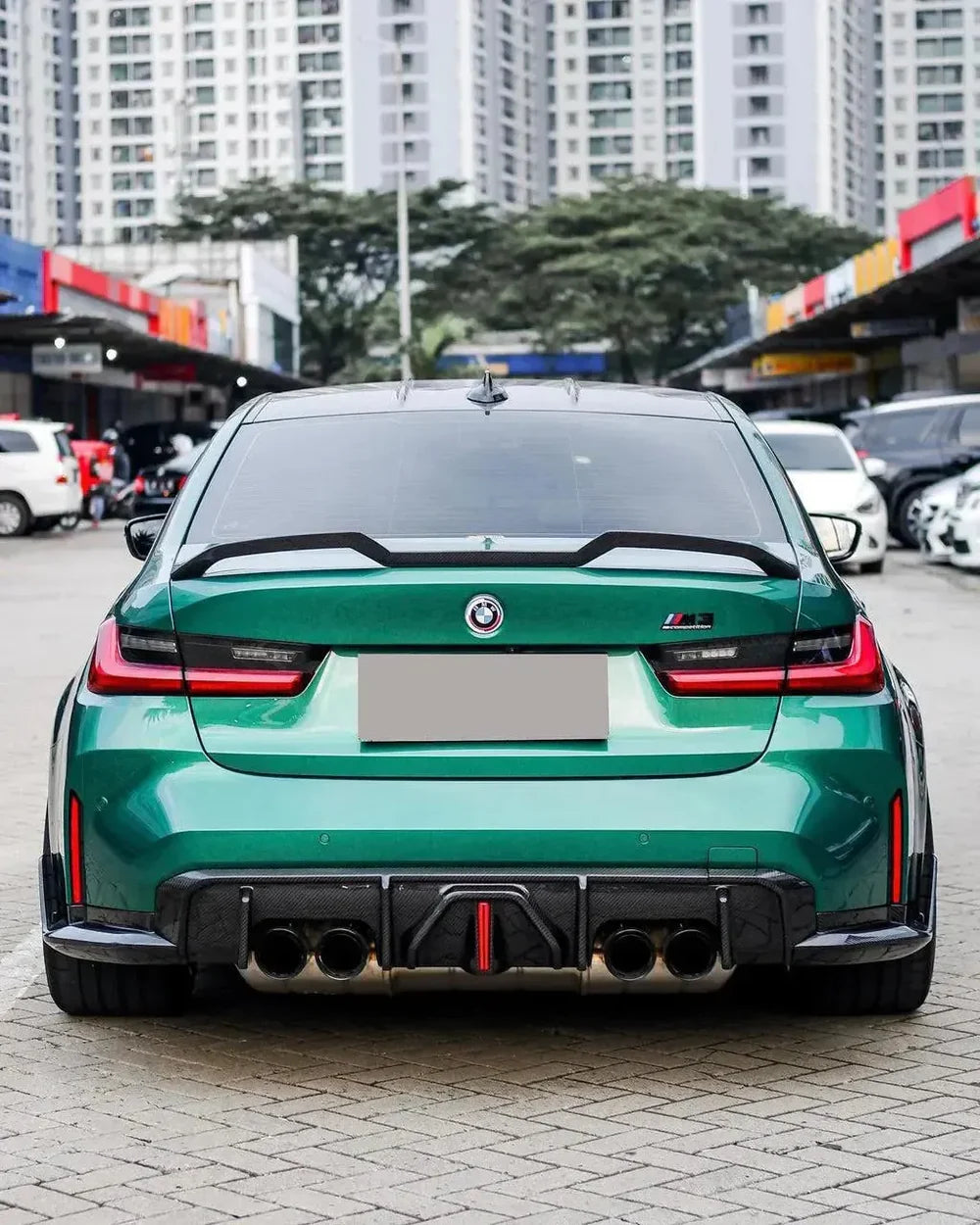 BMW G80/G82 M3/M4 AK-Style Dry Carbon Fiber Rear Diffuser with LED Light | DriveTech Innovations