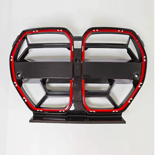 BMW M3/M4 G80/G82 CSL DRY CARBON FIBER GRILL (racing red edge)