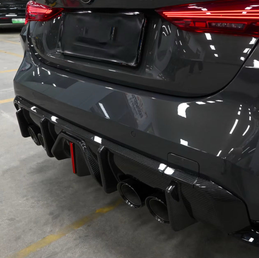 BMW G80/G82 M3/M4 AK-Style Dry Carbon Fiber Rear Diffuser with LED Light | DriveTech Innovations